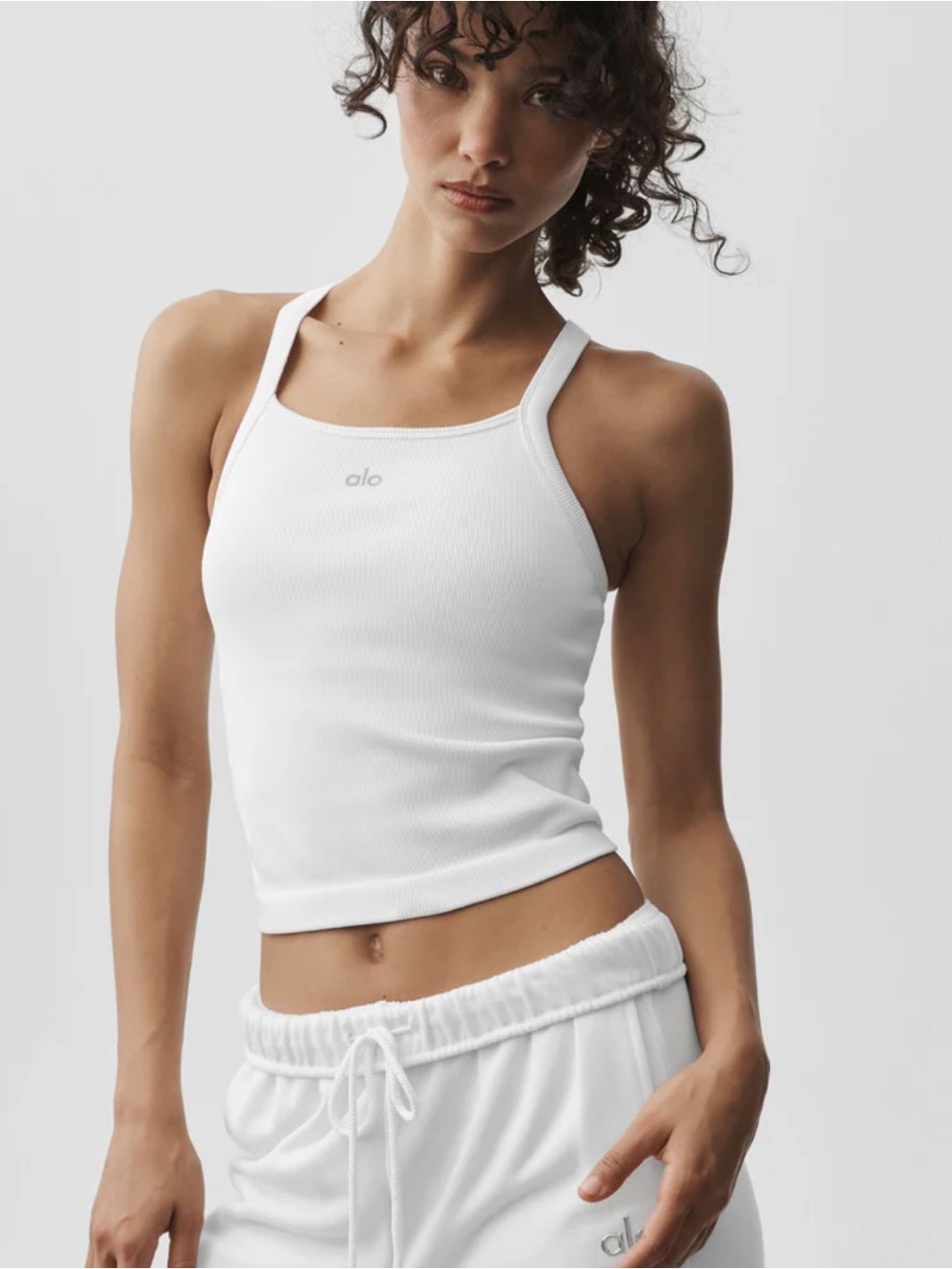 ALO White Ribbed Tank
